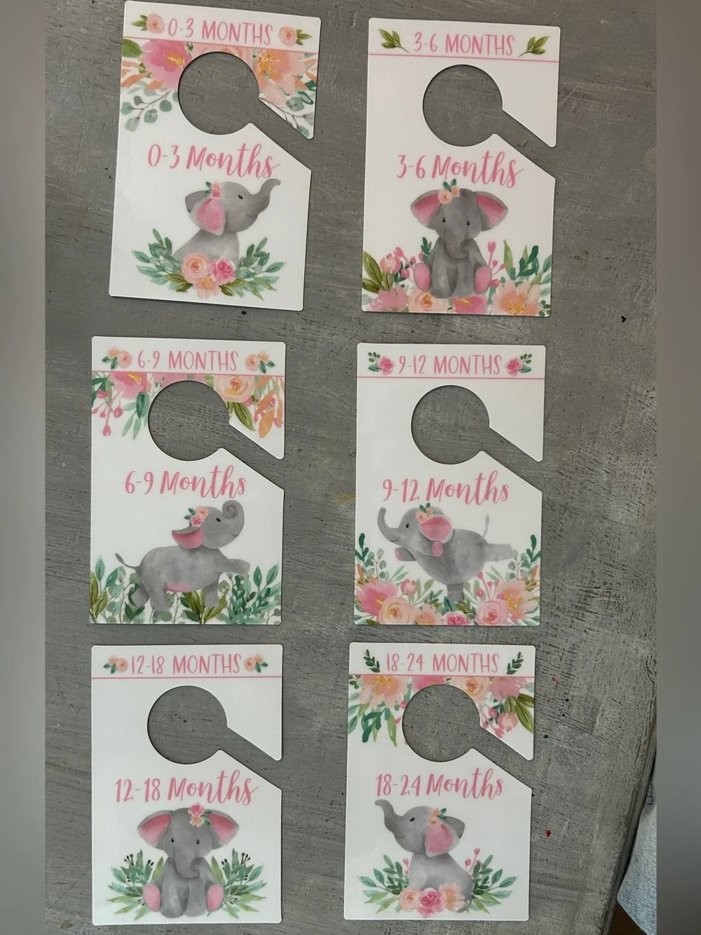 Baby Closet Dividers - Pink Floral Elephant (Set of 6)